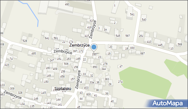 Zembrzyce, Zembrzyce, 330, mapa Zembrzyce