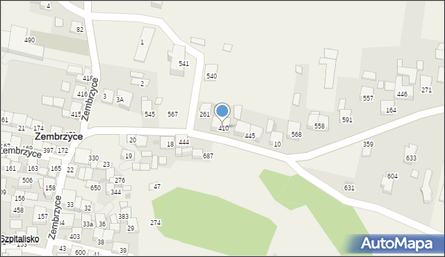 Zembrzyce, Zembrzyce, 410, mapa Zembrzyce