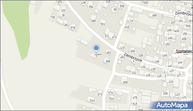 Zembrzyce, Zembrzyce, 727, mapa Zembrzyce