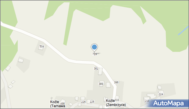 Zembrzyce, Zembrzyce, 729, mapa Zembrzyce