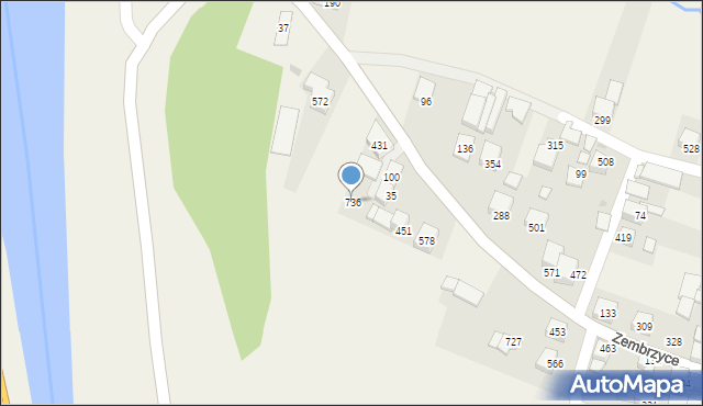 Zembrzyce, Zembrzyce, 736, mapa Zembrzyce
