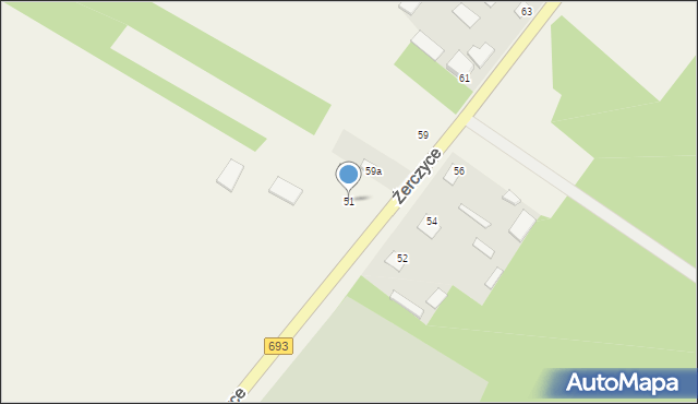 Żerczyce, Żerczyce, 51, mapa Żerczyce