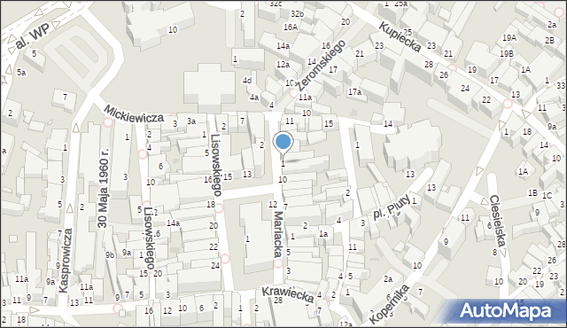 Zielona Góra, Żeromskiego Stefana, 1, mapa Zielona Góra