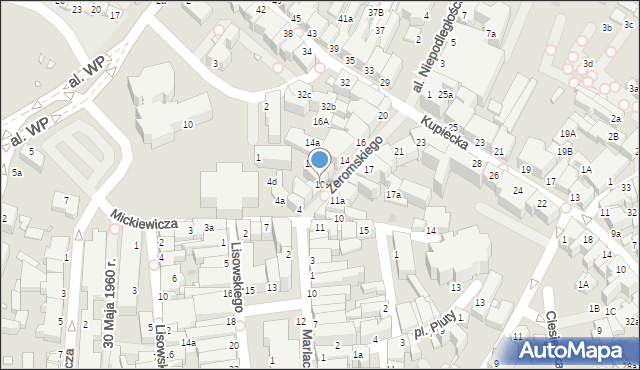 Zielona Góra, Żeromskiego Stefana, 10, mapa Zielona Góra