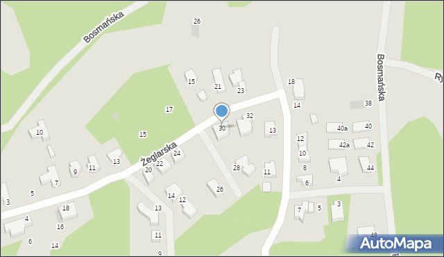 Zielona Góra, Żeglarska, 30, mapa Zielona Góra
