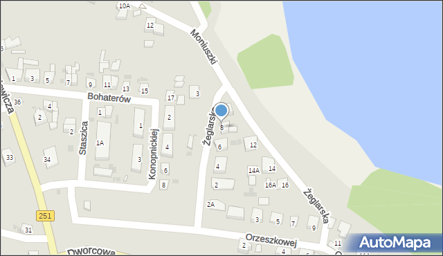 Żnin, Żeglarska, 8, mapa Żnin