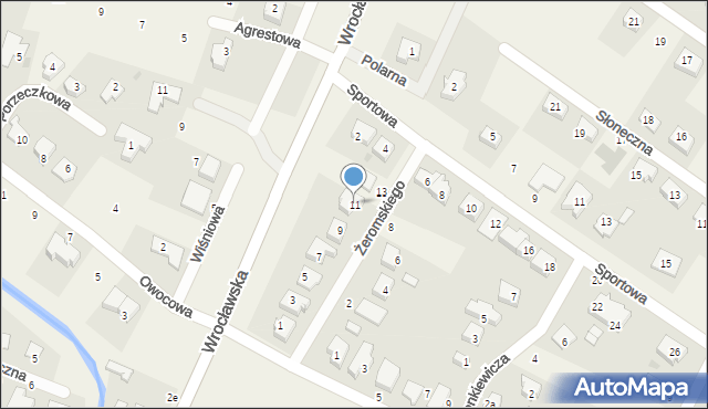 Żórawina, Żeromskiego Stefana, 11, mapa Żórawina