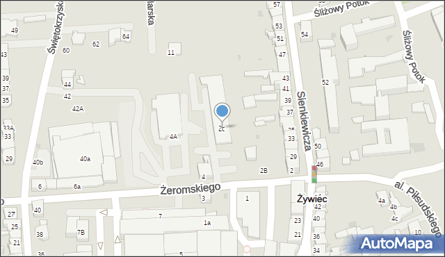 Żywiec, Żeromskiego Stefana, 2c, mapa Żywiec
