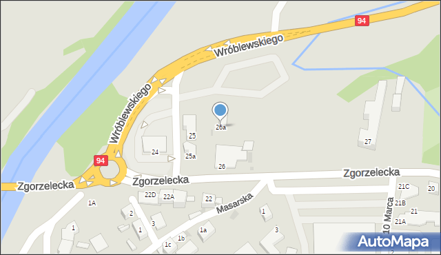 Bolesławiec, Zgorzelecka, 26a, mapa Bolesławca