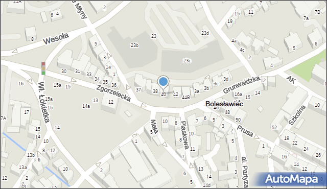 Bolesławiec, Zgorzelecka, 40, mapa Bolesławca