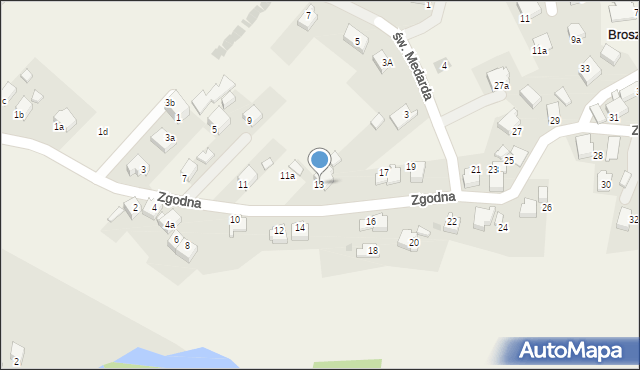 Broszkowice, Zgodna, 13, mapa Broszkowice