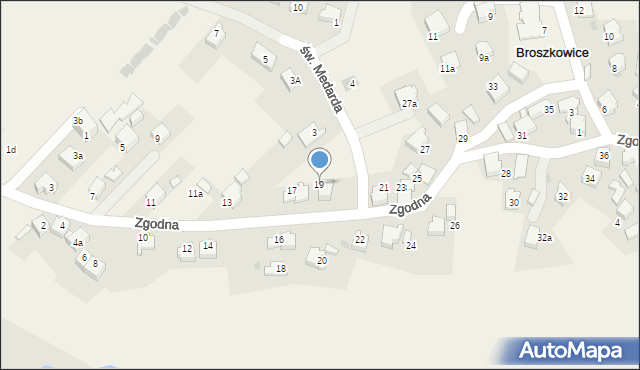 Broszkowice, Zgodna, 19, mapa Broszkowice