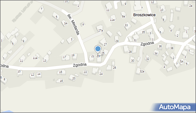 Broszkowice, Zgodna, 23, mapa Broszkowice