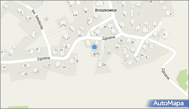 Broszkowice, Zgodna, 30, mapa Broszkowice