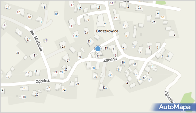 Broszkowice, Zgodna, 31, mapa Broszkowice