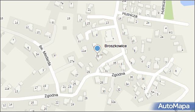 Broszkowice, Zgodna, 33, mapa Broszkowice