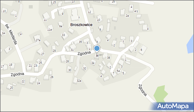 Broszkowice, Zgodna, 36, mapa Broszkowice