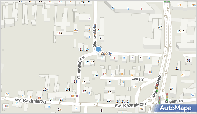Częstochowa, Zgody, 15A, mapa Częstochowy