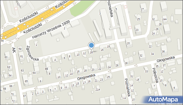 Katowice, Zgorzelecka, 14, mapa Katowic