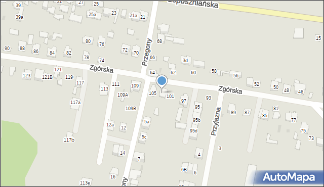 Kielce, Zgórska, 103, mapa Kielc