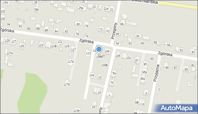 Kielce, Zgórska, 109A, mapa Kielc