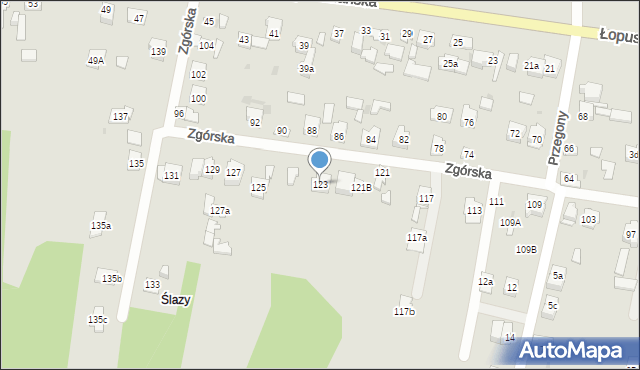 Kielce, Zgórska, 123, mapa Kielc