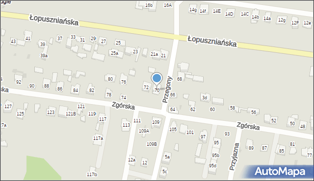 Kielce, Zgórska, 70, mapa Kielc