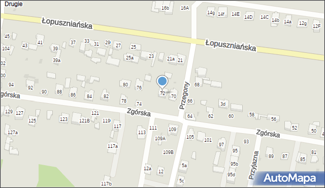 Kielce, Zgórska, 72, mapa Kielc