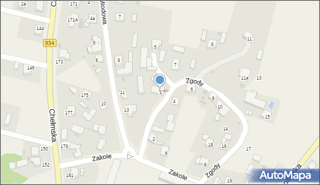 Kopciowice, Zgody, 1, mapa Kopciowice