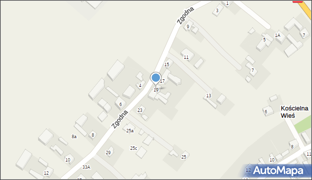 Kościelna Wieś, Zgodna, 19, mapa Kościelna Wieś