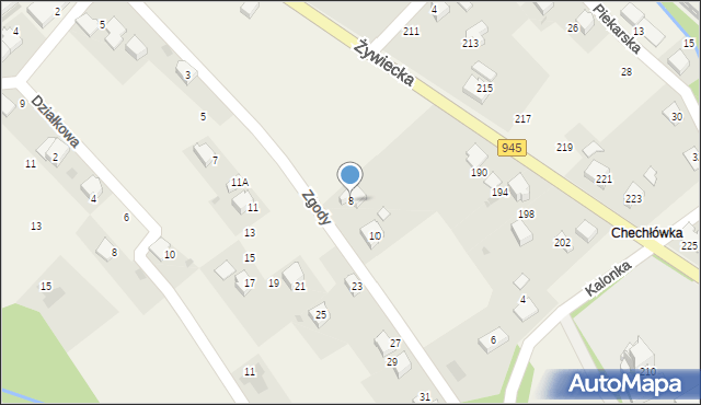 Łodygowice, Zgody, 8, mapa Łodygowice