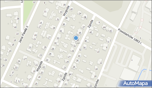 Łowicz, Zgoda, 31A, mapa Łowicza