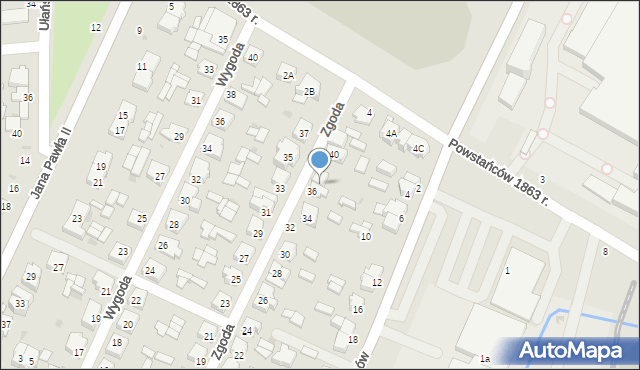 Łowicz, Zgoda, 38, mapa Łowicza