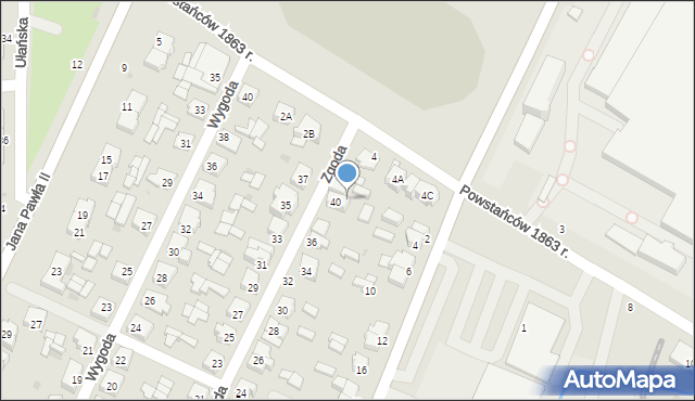 Łowicz, Zgoda, 42, mapa Łowicza