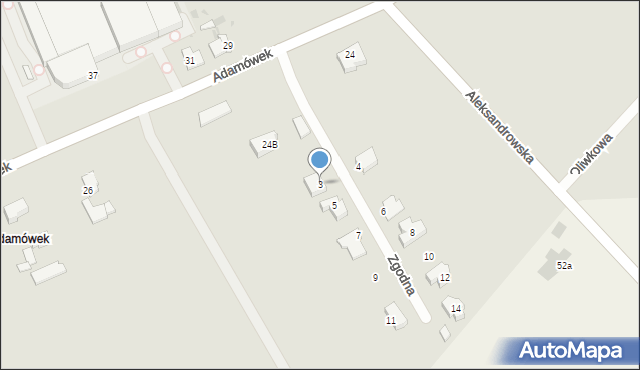 Ozorków, Zgodna, 3, mapa Ozorków