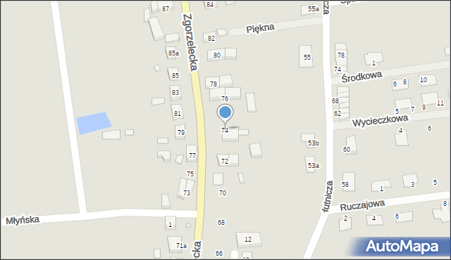 Pieńsk, Zgorzelecka, 74, mapa Pieńsk