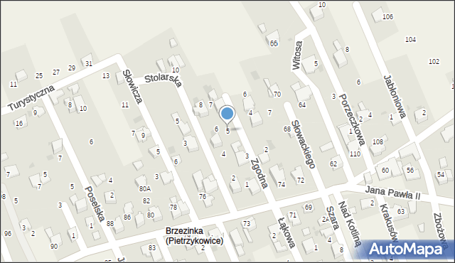 Pietrzykowice, Zgodna, 5, mapa Pietrzykowice