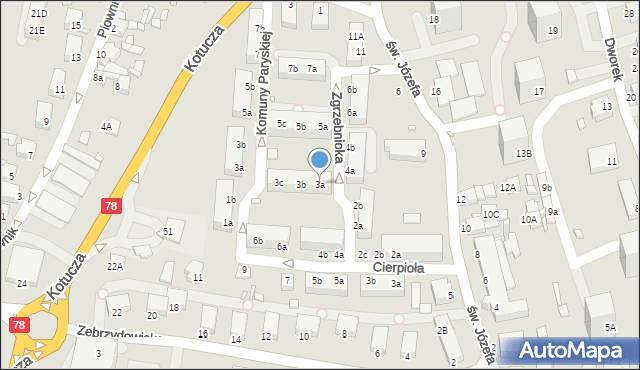 Rybnik, Zgrzebnioka Alfonsa, 3a, mapa Rybnika
