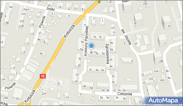 Rybnik, Zgrzebnioka Alfonsa, 5c, mapa Rybnika