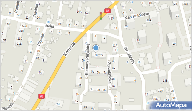 Rybnik, Zgrzebnioka Alfonsa, 7b, mapa Rybnika
