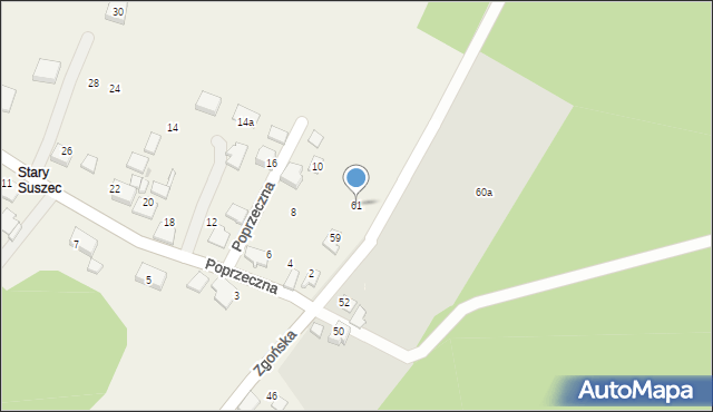 Suszec, Zgońska, 61, mapa Suszec