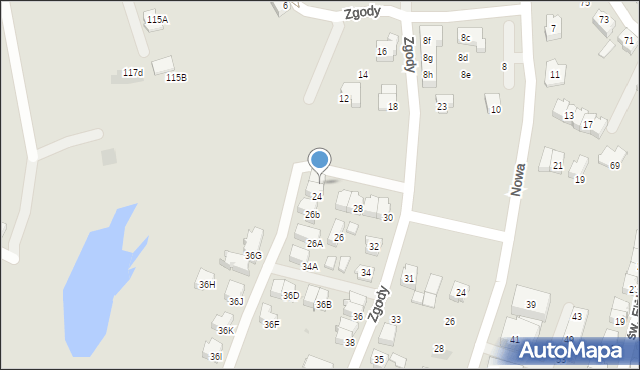 Tychy, Zgody, 24a, mapa Tychów