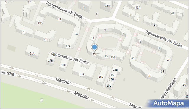 Warszawa, Zgrupowania AK Żmija, 13, mapa Warszawy