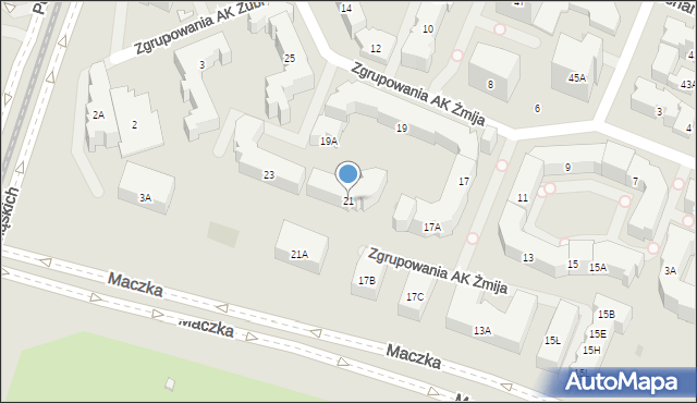 Warszawa, Zgrupowania AK Żmija, 21, mapa Warszawy