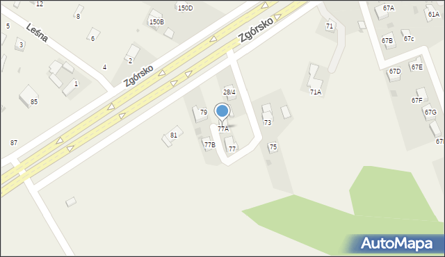 Zagrody, Zgórsko, 77A, mapa Zagrody
