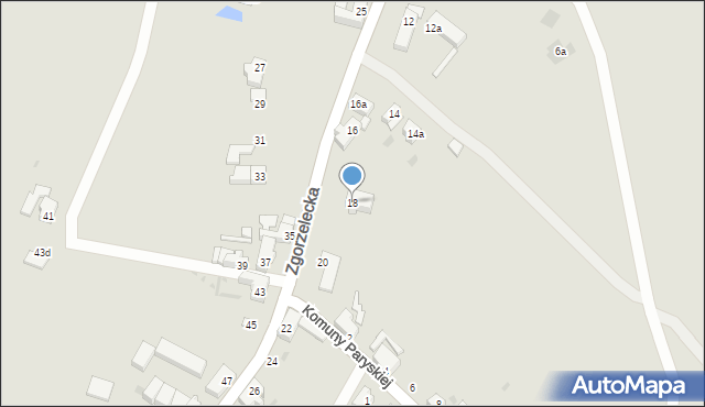 Żary, Zgorzelecka, 18a, mapa Żary