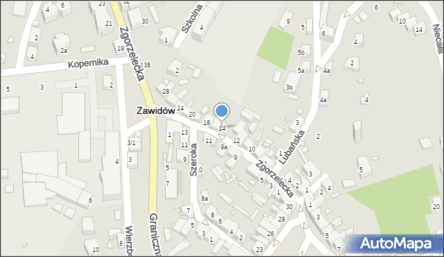 Zawidów, Zgorzelecka, 14, mapa Zawidów