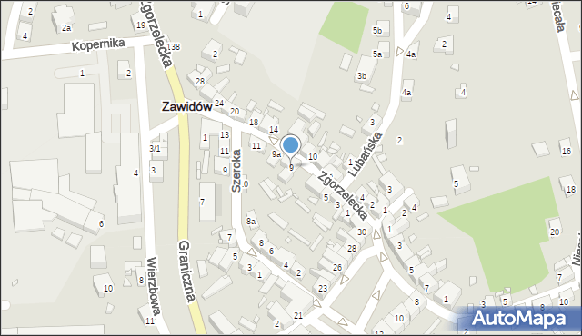 Zawidów, Zgorzelecka, 9, mapa Zawidów