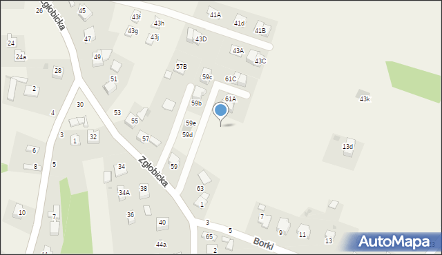 Zgłobice, Zgłobicka, 61e, mapa Zgłobice