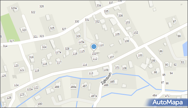 Zgłobień, Zgłobień, 111, mapa Zgłobień